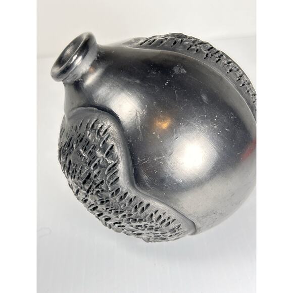 Vtg Barro Negro Vase by Doña Rosa Signed Black Pottery Mexican Folk Coyotepec - Picture 6 of 8